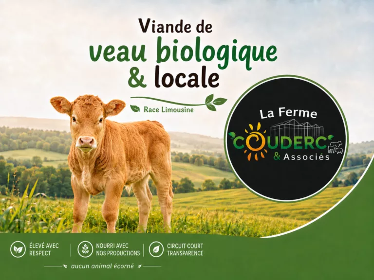 Colis de viande de veau bio : coupée et emballée sous vide à la ferme – colis de 10kg